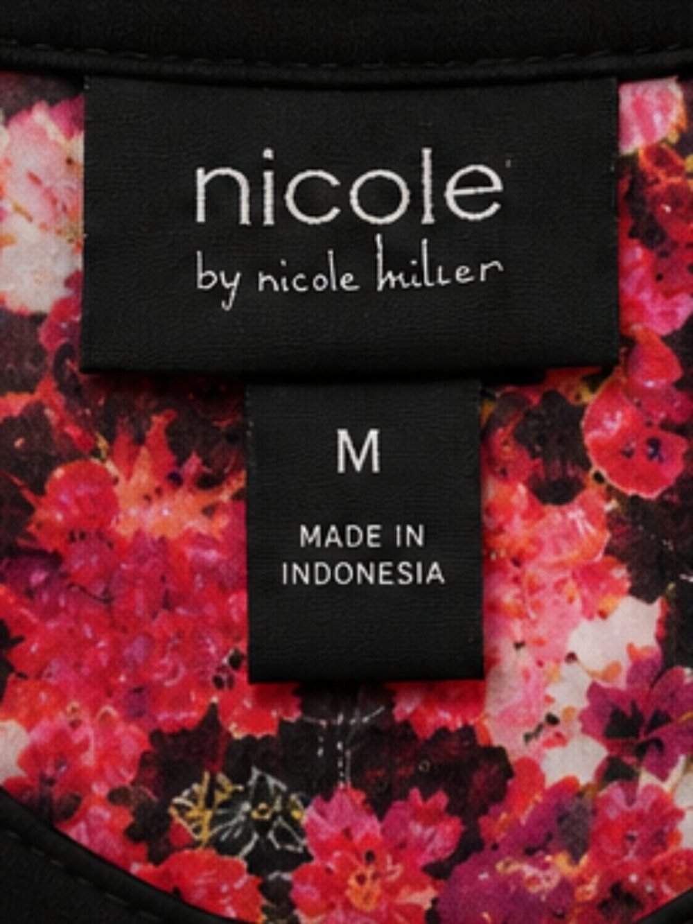 Nicole by Nicole Miller Floral Sleeveless Blouse Size Medium Pink Black High Low - Picture 6 of 6